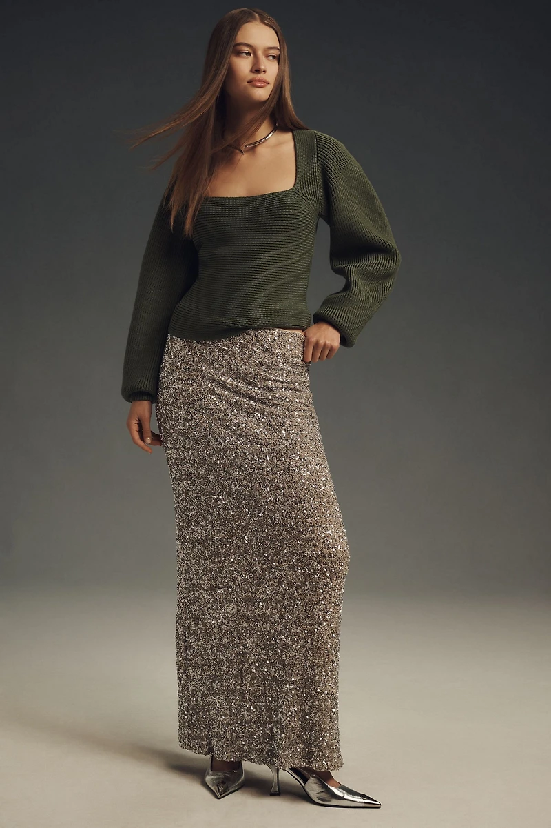 Maeve Square-Neck Wide-Sleeve Sweater