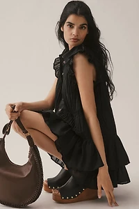 Sleeveless Ruffle Mini Shirt Dress