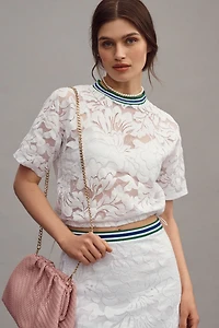 Short-Sleeve Lace Pullover Top