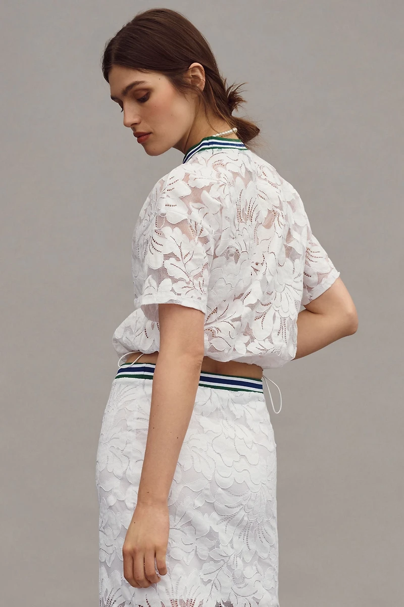 Short-Sleeve Lace Pullover Top