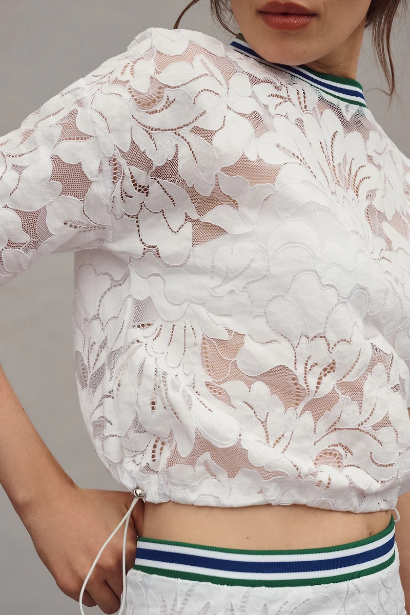 Short-Sleeve Lace Pullover Top