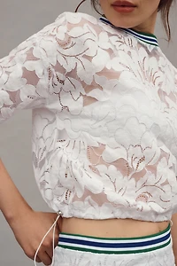 Short-Sleeve Lace Pullover Top