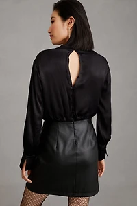 Maeve Plunge Vegan Leather Dress