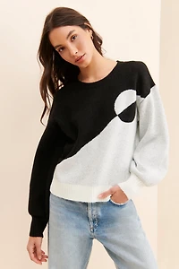 Flat White Half And Knit Sweater