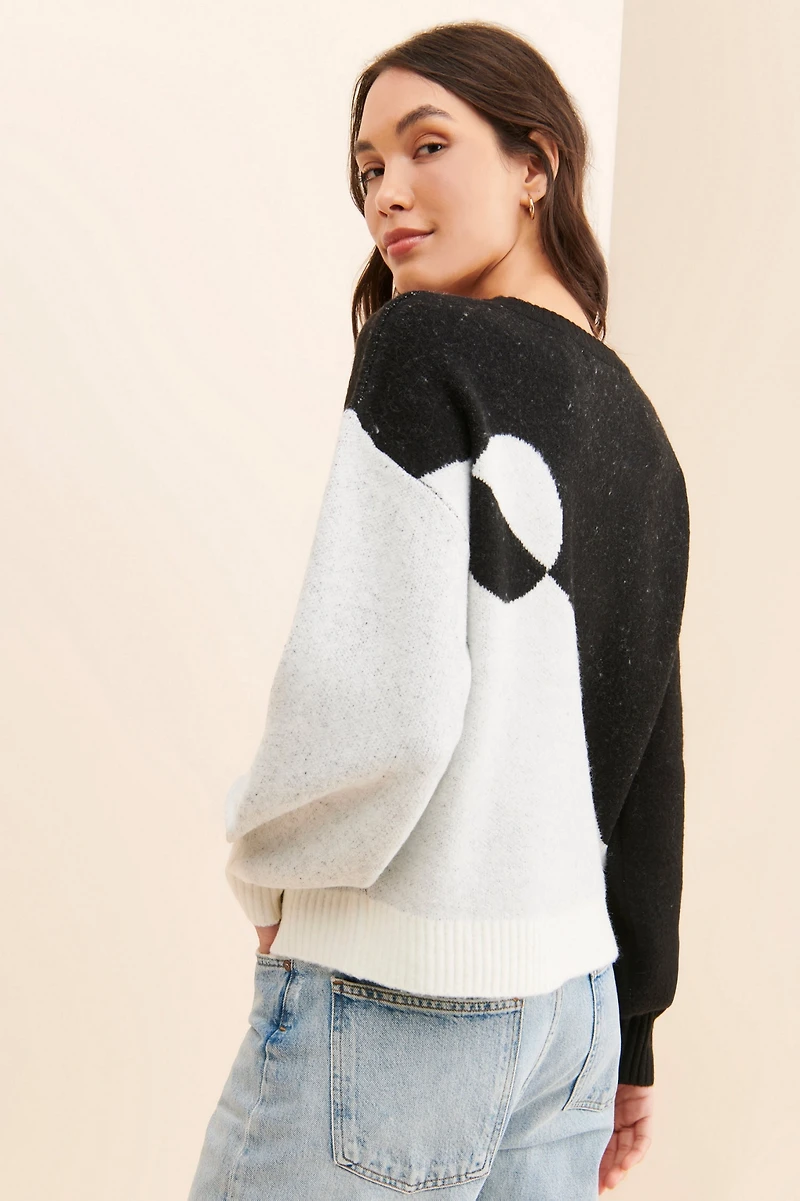 Flat White Half And Knit Sweater