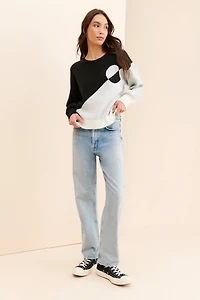 Flat White Half And Knit Sweater