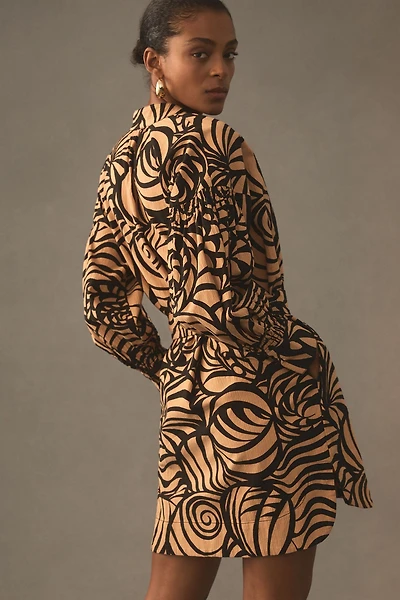 Long-Sleeve Printed Tunic Mini Dress