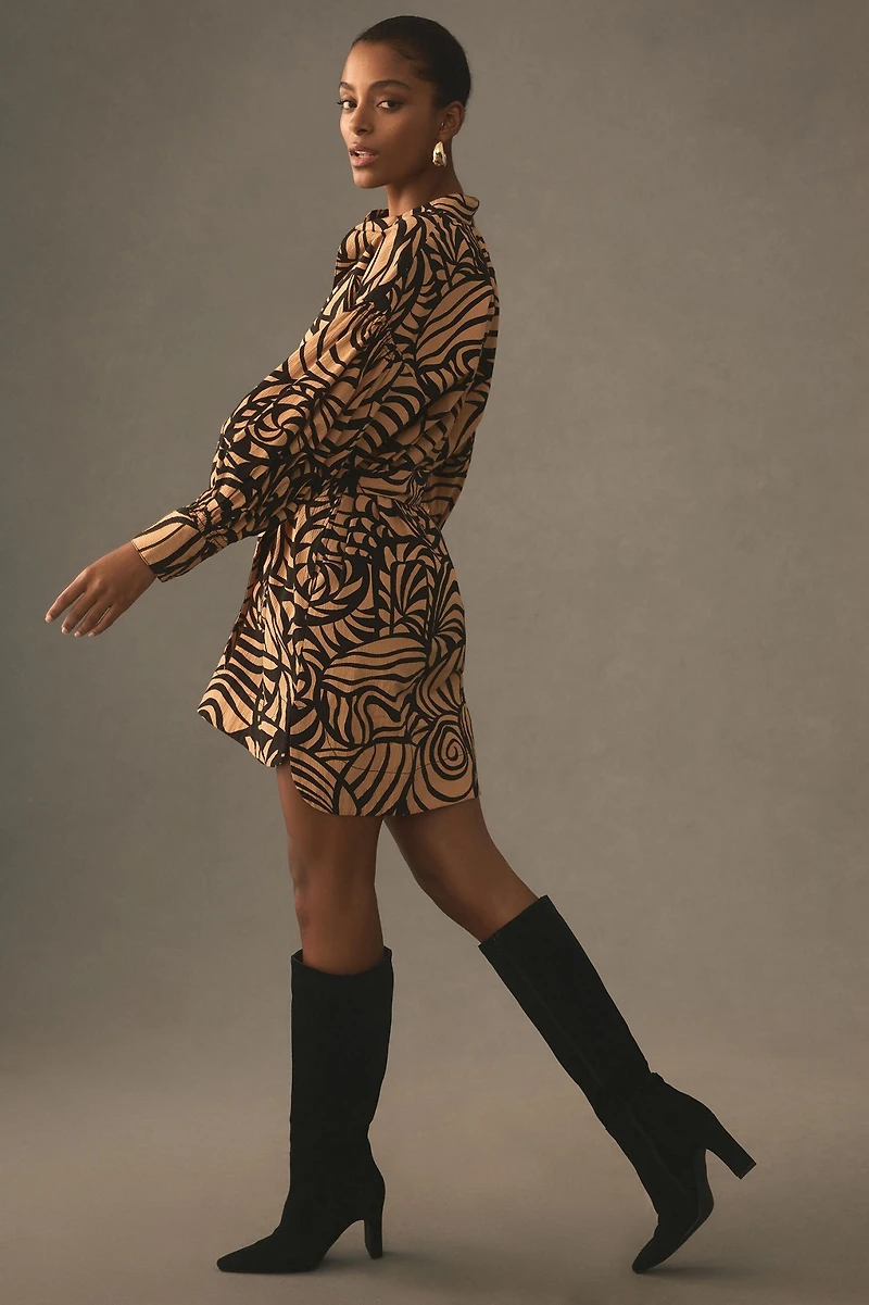 Long-Sleeve Printed Tunic Mini Dress