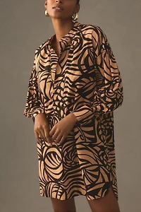 Long-Sleeve Printed Tunic Mini Dress