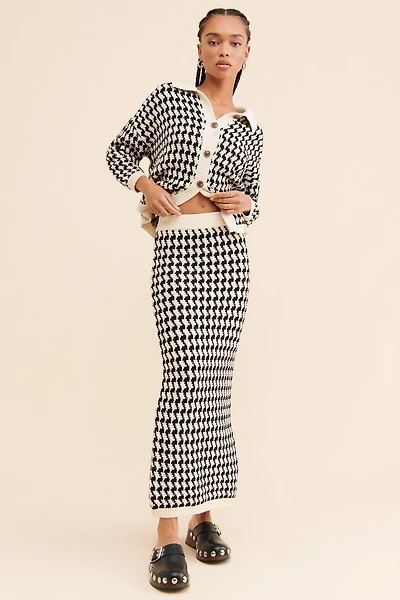 Little Lies Houndstooth Knit Maxi Skirt
