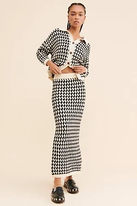 Little Lies Houndstooth Knit Maxi Skirt