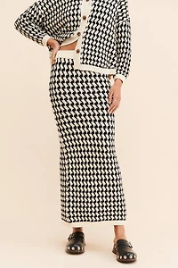 Little Lies Houndstooth Knit Maxi Skirt