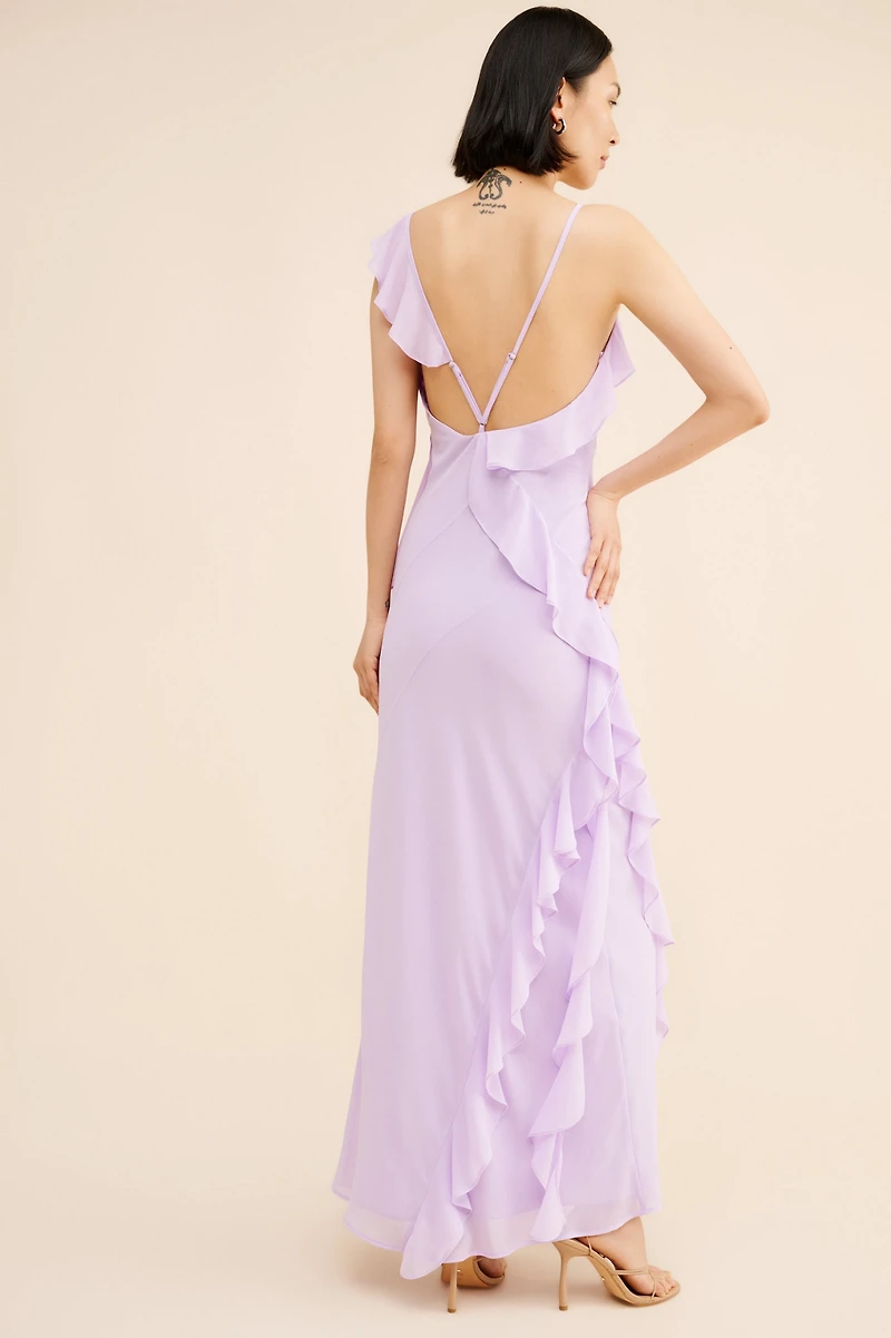 If By Sea Sold Ruffle Trim Maxi Dress