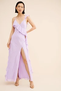 If By Sea Sold Ruffle Trim Maxi Dress