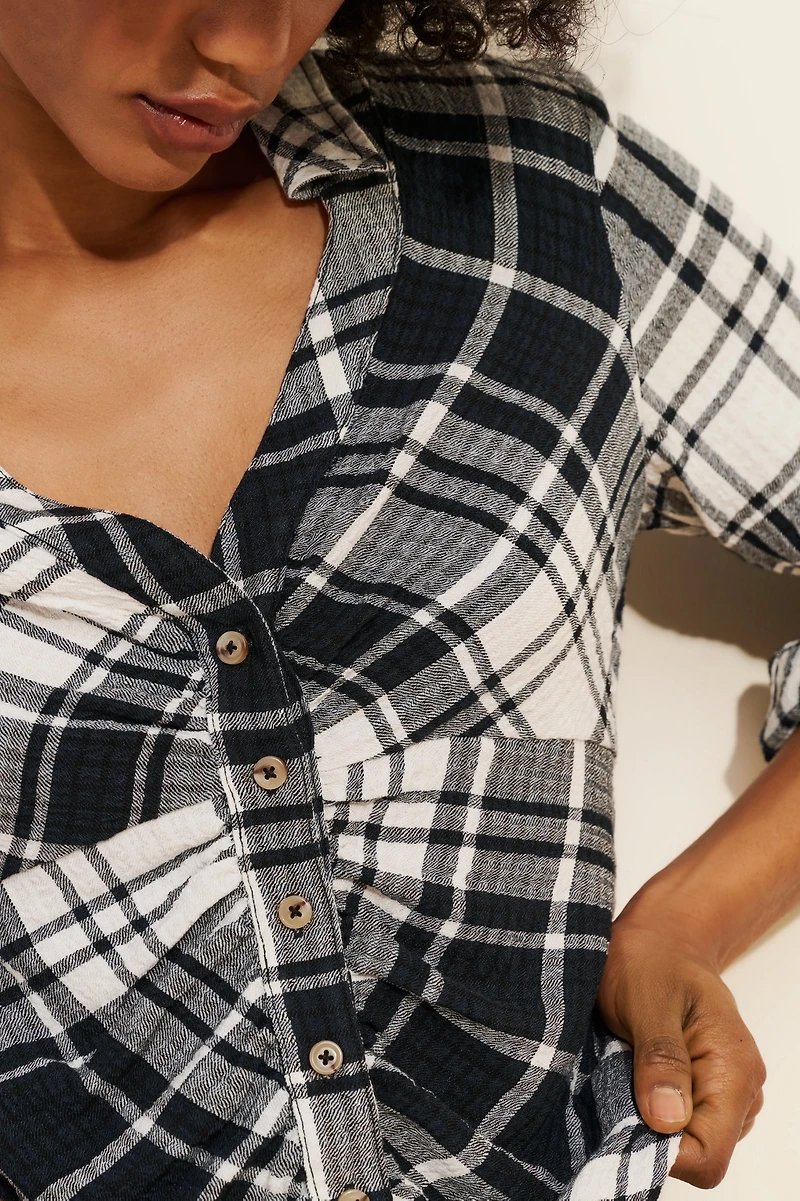 Pilcro Ruched Collared Blouse