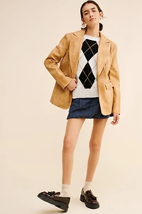 Flat White Structured Vegan Leather Blazer