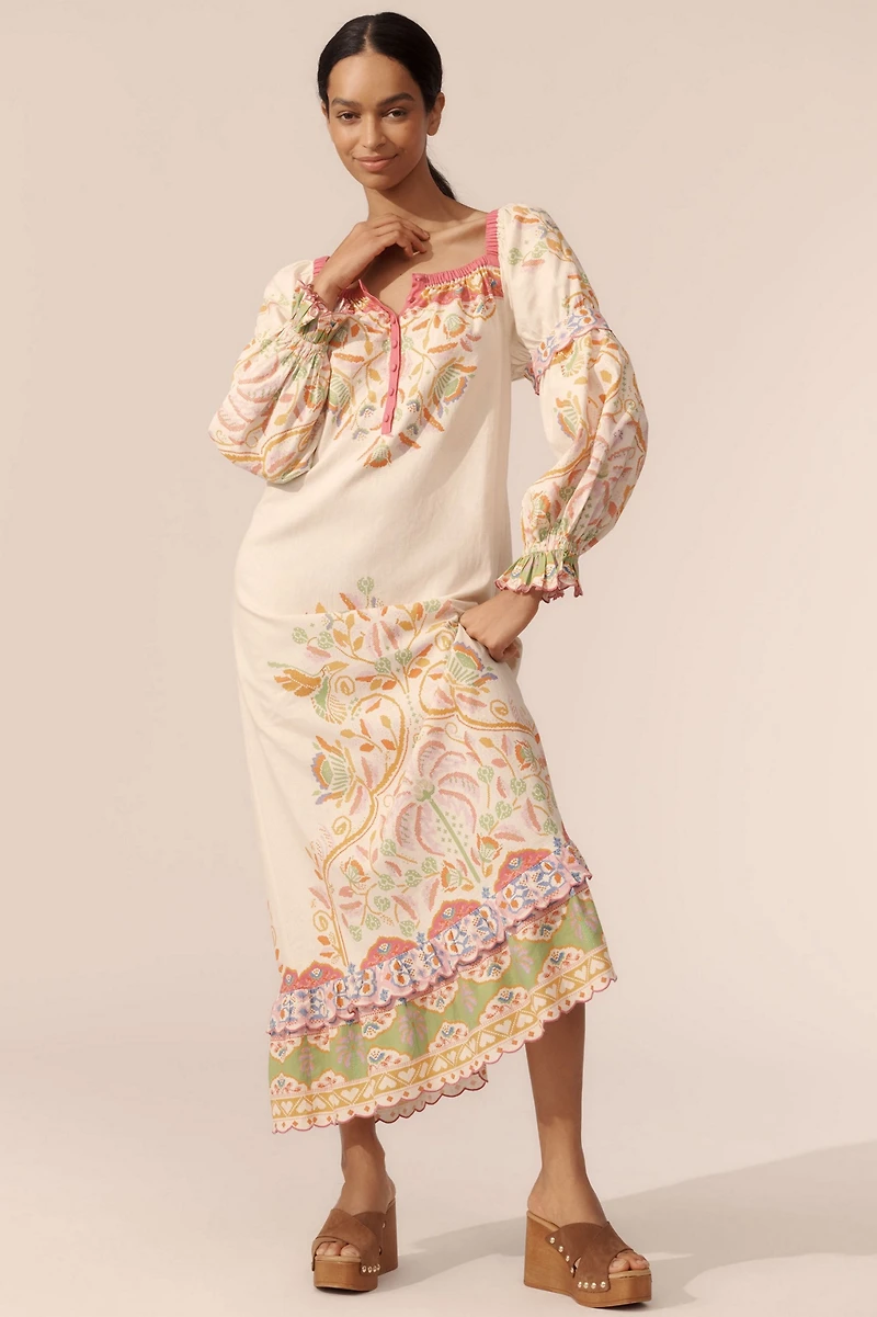 FARM Rio Printed Linen Blend Dress