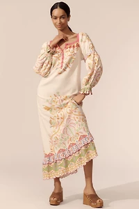 FARM Rio Printed Linen Blend Dress