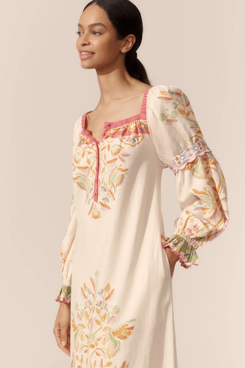 FARM Rio Printed Linen Blend Dress