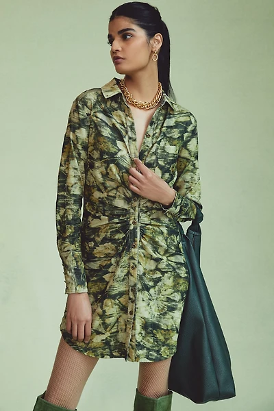 Pilcro Ruched Corduroy Shirt Dress