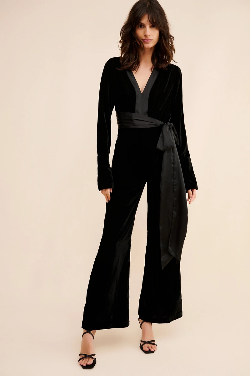 Samant Chauhan Long Sleeve Wrap V-Neck Jumpsuit