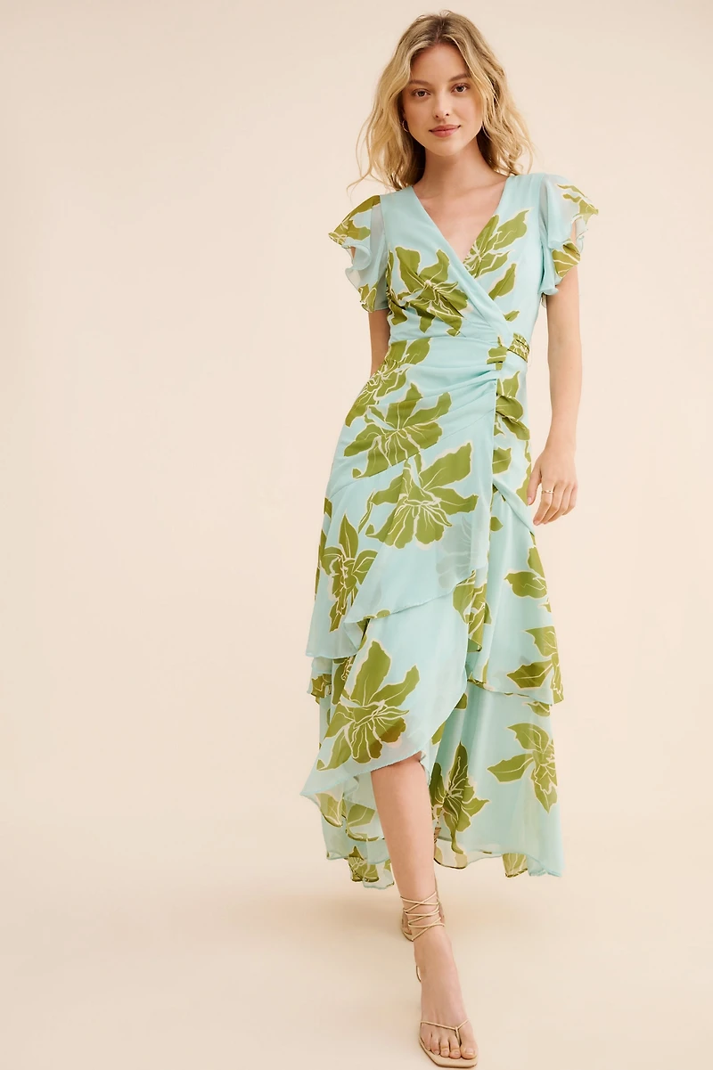 Hutch Floral Tiered Wrap Maxi Dress