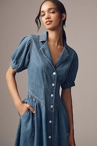 Pilcro Short-Sleeve Denim Midi Shirt Dress