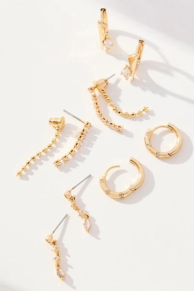 Dripped Crystal Earrings, Set of 4