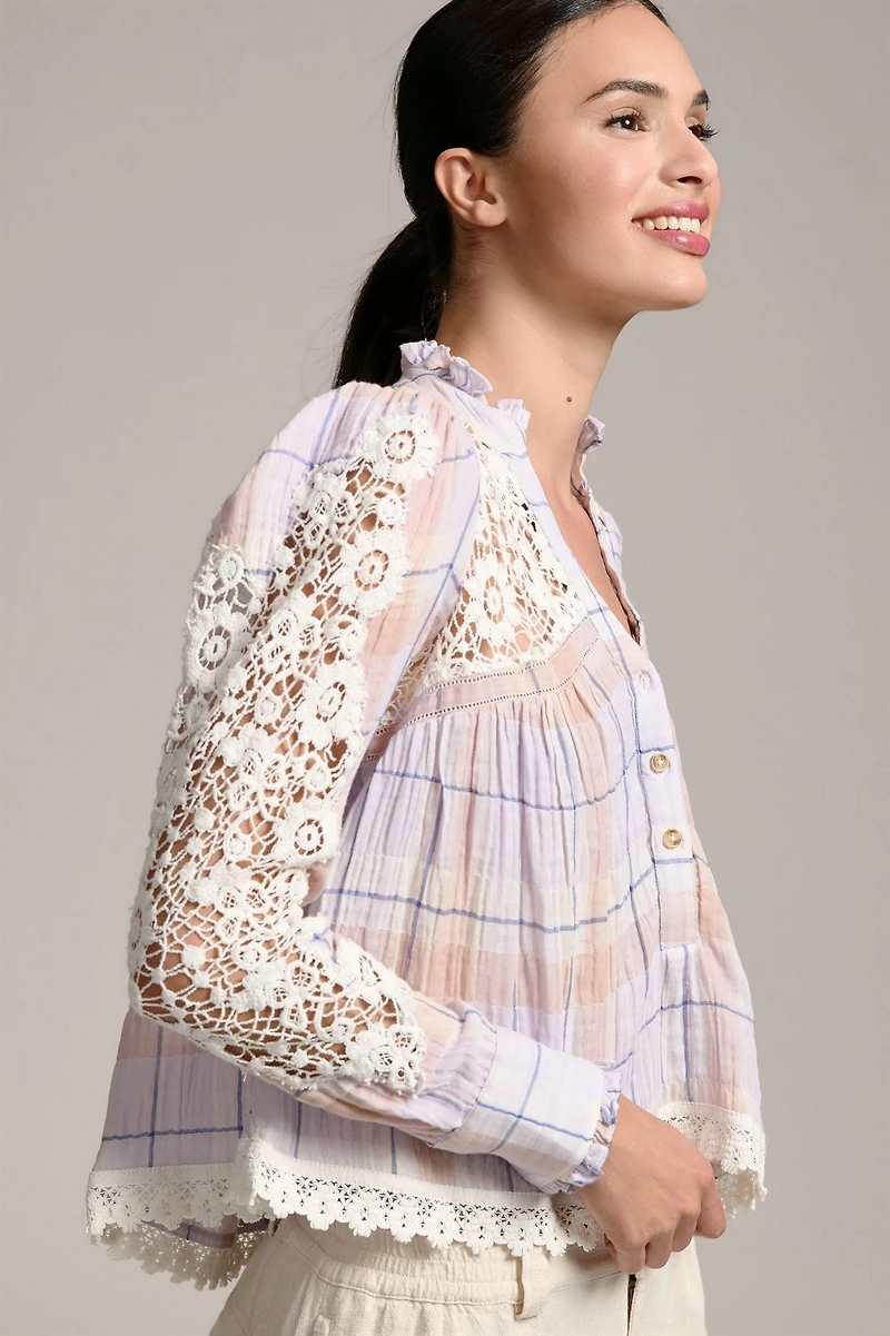 Pilcro Lace-Trimmed Blouse