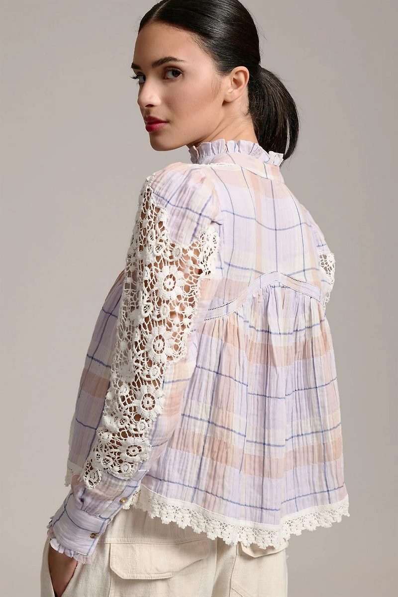Pilcro Lace-Trimmed Blouse