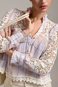 Pilcro Lace-Trimmed Blouse