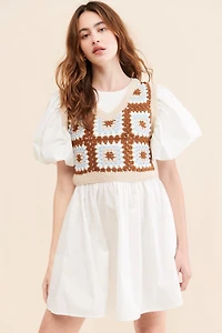 En Saison Evie Mixed Media Mini Dress