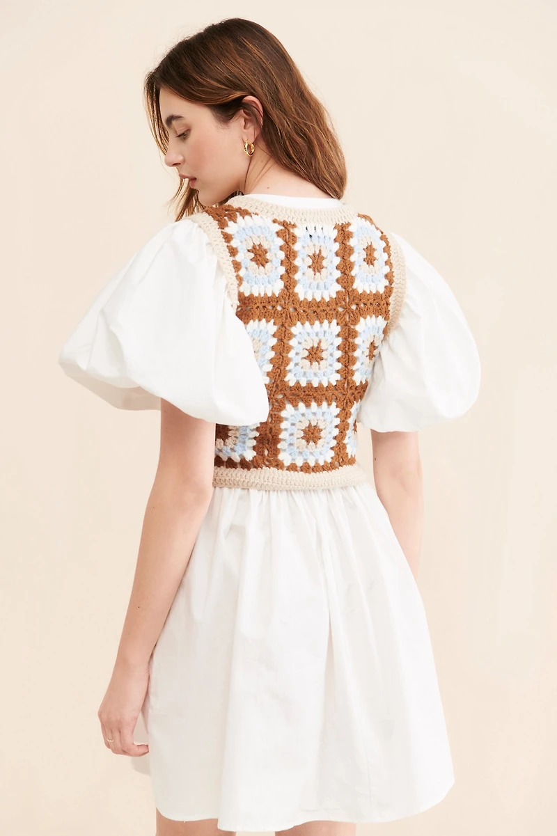 En Saison Evie Mixed Media Mini Dress