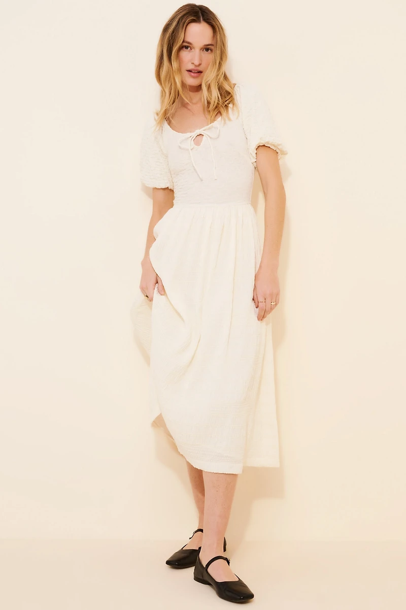 Adelyn Rae Laila Popcorn Knit Drop Waist Midi Dress