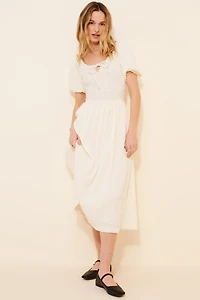 Adelyn Rae Laila Popcorn Knit Drop Waist Midi Dress