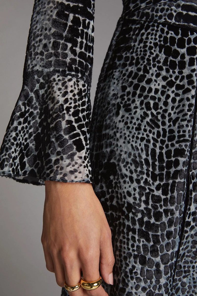 Geisha Designs One-Shoulder Burnout Velvet Jumpsuit