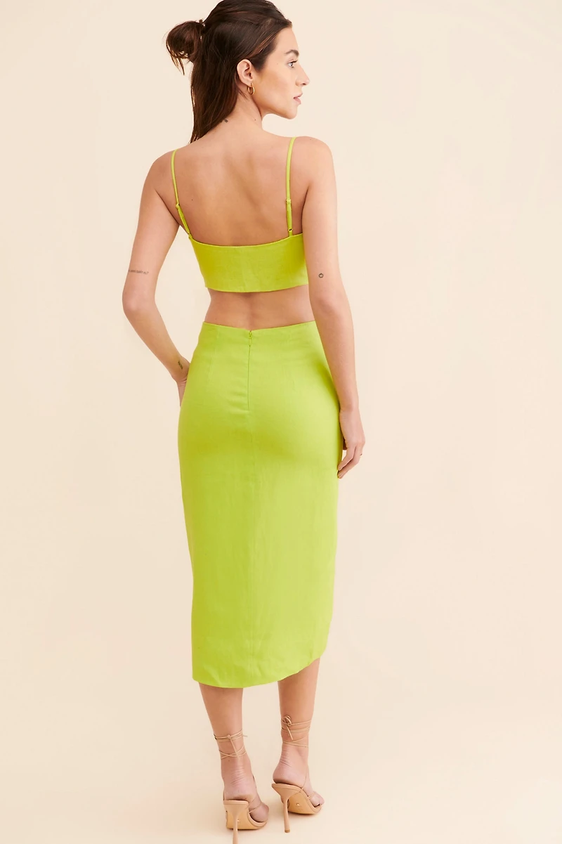 FARM Rio Mia Linen Leaf Midi Skirt