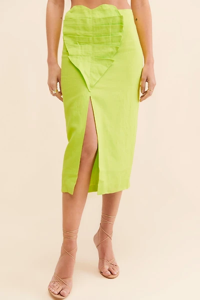 FARM Rio Mia Linen Leaf Midi Skirt