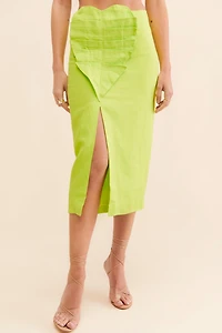 FARM Rio Mia Linen Leaf Midi Skirt