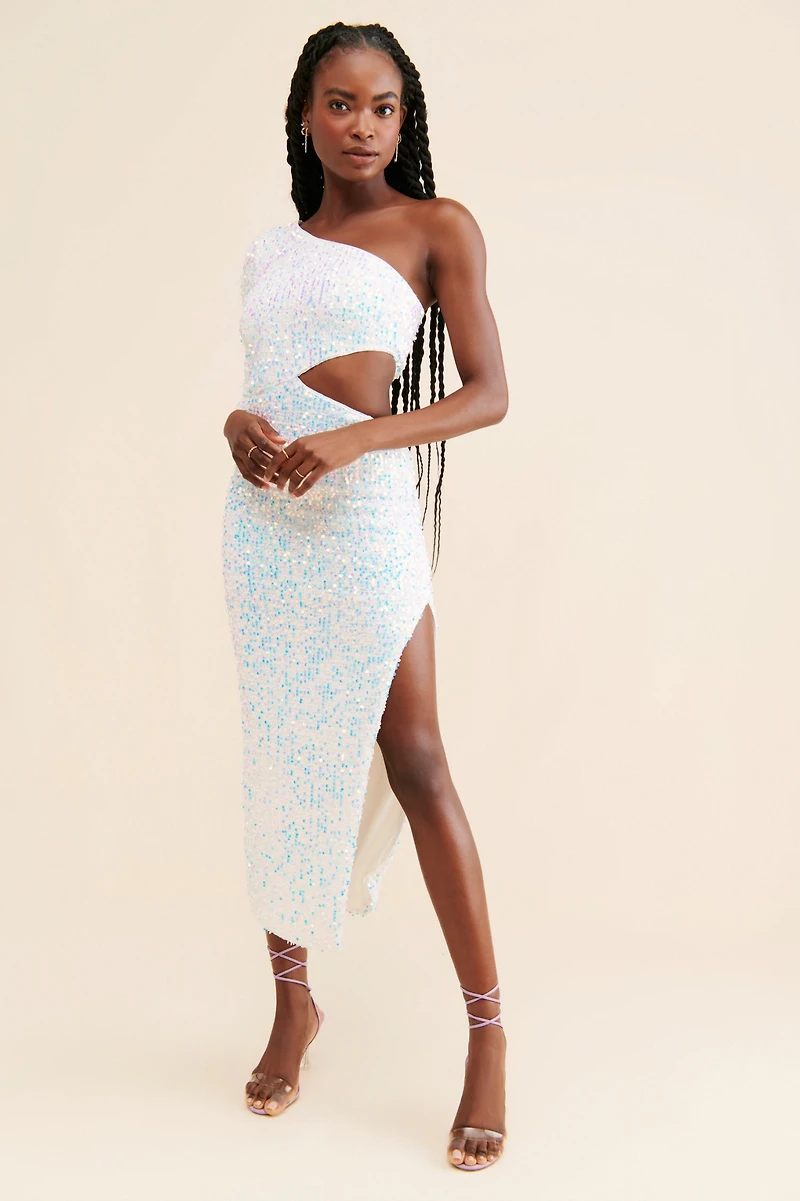 Saylor Lennox Sequin Cutout Midi Dress
