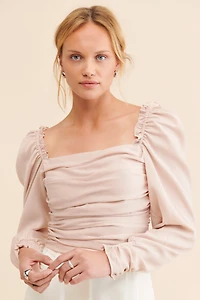 ASTR the Label Puff Sleeve Square Neck Top