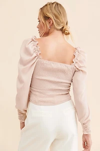 ASTR the Label Puff Sleeve Square Neck Top