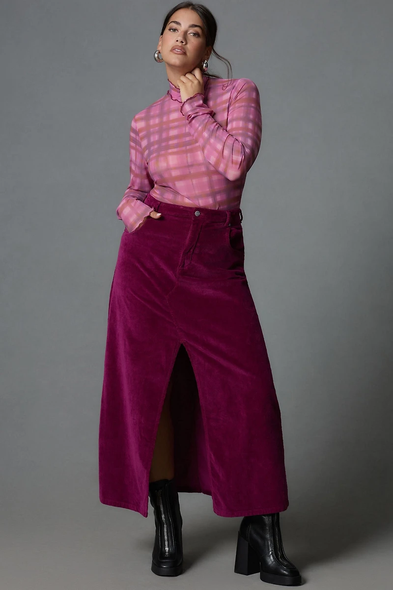 Pilcro The Madi Front-Slit Corduroy Skirt