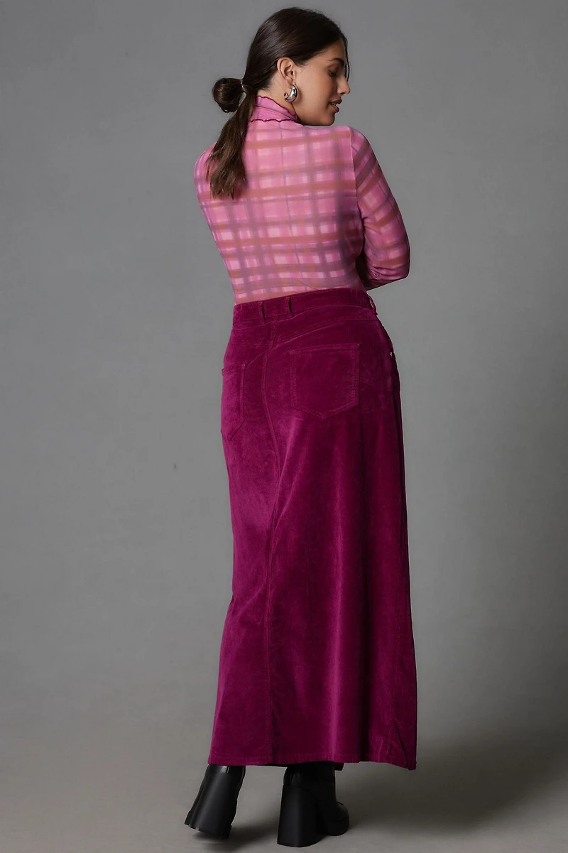 Pilcro The Madi Front-Slit Corduroy Skirt