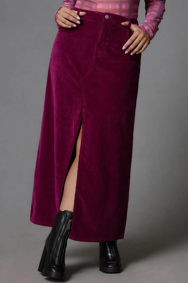 Pilcro The Madi Front-Slit Corduroy Skirt