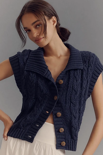 Pilcro Cable Knit Button Vest