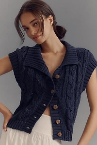 Pilcro Cable Knit Button Vest