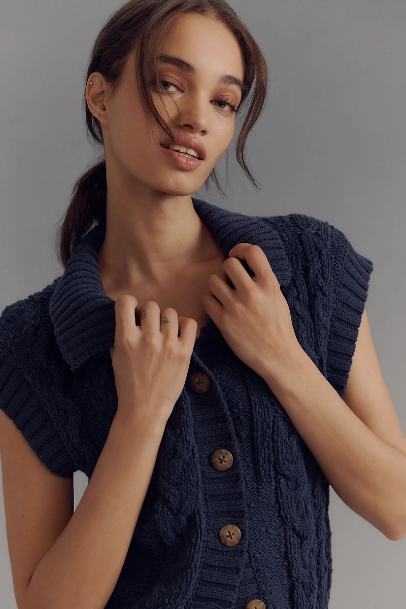 Pilcro Cable Knit Button Vest