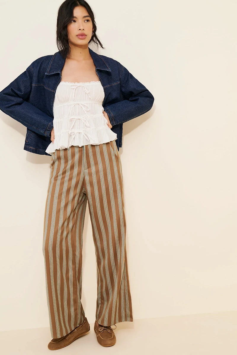 Little Lies Stripe High-Rise Wide-Leg Pants
