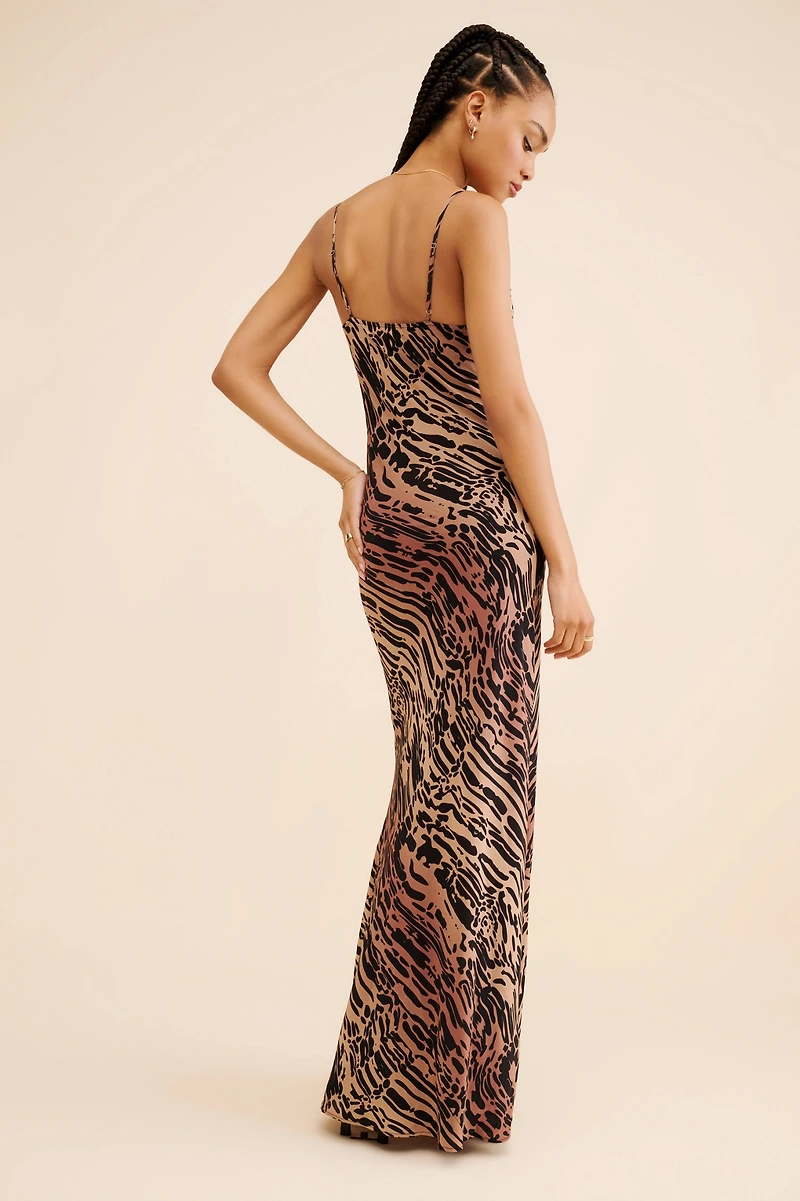 Good American Chiffon Bias Cowl Maxi Dress